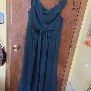 Adrianna Papell Teal Maxi Dress with Cowl Neckline